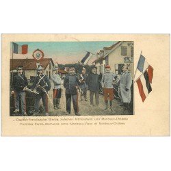 carte postale ancienne 68 MONTREUX-VIEUX. Frontière franco-allemande. Douaniers. Timbre Taxe 1921