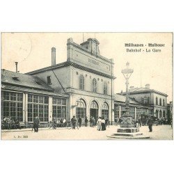 carte postale ancienne 68 MULHOUSE. La Gare 1908 Bannhof