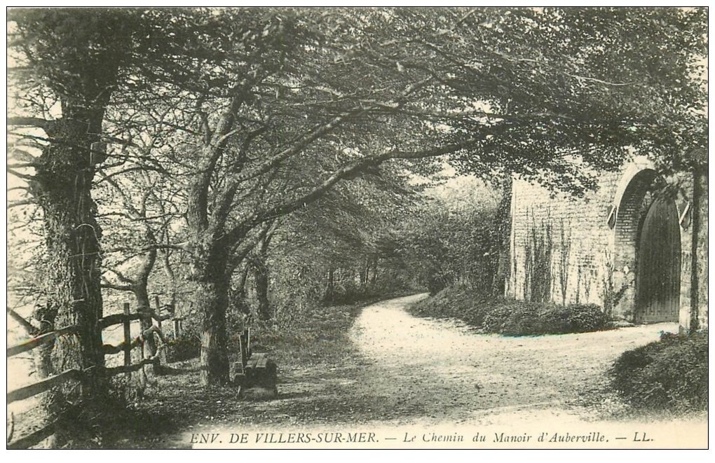 carte postale ancienne 14 AUBERVILLE. Chemin du Manoir