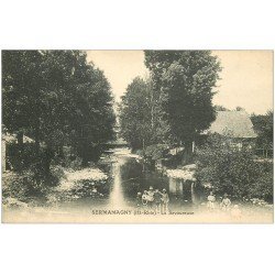 carte postale ancienne 68 SERMAMAGNY. La Savoureuse avec Enfants 1931. Timbre absent