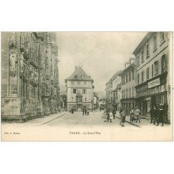 carte postale ancienne 68 THANN. La Grand Rue. Local Cinéma avec Film l'Alsace reconquise