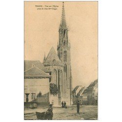 carte postale ancienne 68 THANN. Vue vers l'Eglise de chez Mme Engel 1916 avec Octroi