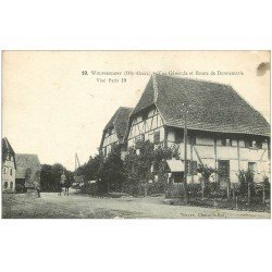 carte postale ancienne 68 WOLFERSDORF. Cavalier et Cycliste Militaires Route de Dannemarie 1917