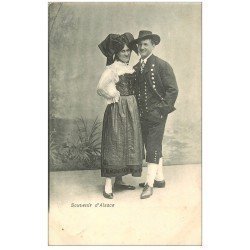 carte postale ancienne 67 SOUVENIR D'ALSACE. Couple d'Alsaciens 1904