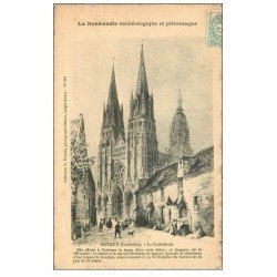 carte postale ancienne 14 BAYEUX. Cathédrale 1906. Papier velin