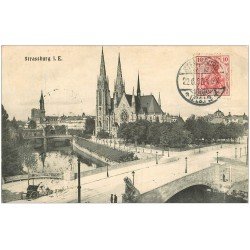 carte postale ancienne 67 STRASBOURG STRASSBURG. Le Pont 1908