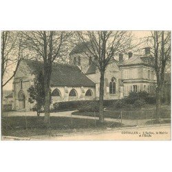 carte postale ancienne 02 COYOLLES. Eglise, Mairie et Ecole