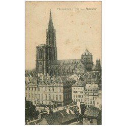carte postale ancienne 67 STRASBOURG STRASSBURG. Münster Cathédrale et Maisons