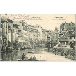 carte postale ancienne 67 STRASBOURG STRASSBURG. Petite France embarcations 1906