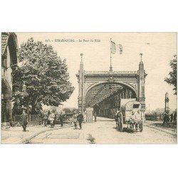 carte postale ancienne 67 STRASBOURG STRASSBURG. Pont du Rhin attelage militaire