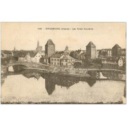 carte postale ancienne 67 STRASBOURG STRASSBURG. Ponts Couverts 1925