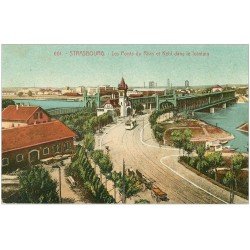 carte postale ancienne 67 STRASBOURG STRASSBURG. Ponts du Rhin et Kehl