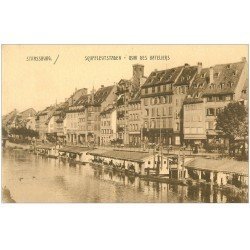 carte postale ancienne 67 STRASBOURG STRASSBURG. Quai des Bateliers Bateaux Lavoir