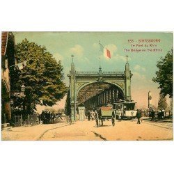 carte postale ancienne 67 STRASBOURG STRASSBURG. Tramway the Bridhe on the Rhine. Pour Montreuil 1922