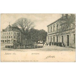 carte postale ancienne 67 ZABERN SAVERNE. Bahnhosplatz 1906. Timbre manquant