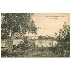 carte postale ancienne 69 ANSE. Jonction Azergues et Saône 1924