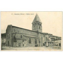 carte postale ancienne 69 BEAUJEU. L'Eglise et François Aubergiste