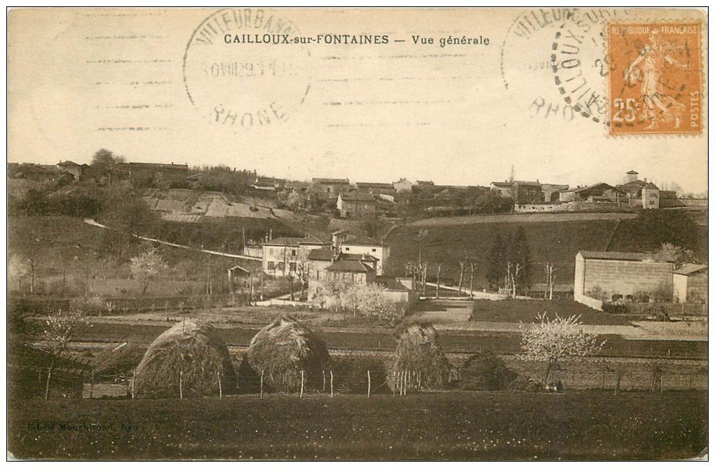carte postale ancienne 69 CAILLOUX-SUR-FONTAINE 1929. Destinataire Chollet
