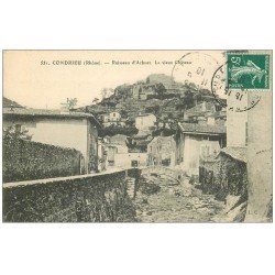 carte postale ancienne 69 CONDRIEU. Ruines du Château Ruisseau d'Arbuet 1910