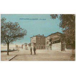 69 FONTAINES-SUR-SAÔNE. Le Quai Hôtel du Commerce 1939 et Garage Reymond