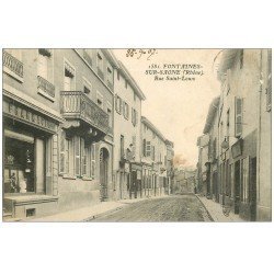 69 FONTAINES-SUR-SAÔNE. Pharmacie rue Saint-Louis 1907 Coiffeur et Bains