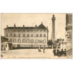 carte postale ancienne 69 LYON. Archevêché et Tour Fourvière 1917