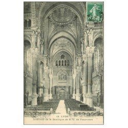 carte postale ancienne 69 LYON. Basilique Notre-Dame de Fourvière 1909 intérieur