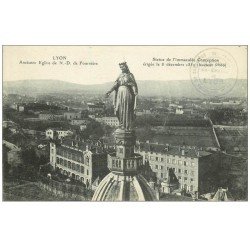 carte postale ancienne 69 LYON. Basilique Notre-Dame de Fourvière Statue
