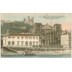 carte postale ancienne 69 LYON. Cathédrale et Bibliothèque 1917