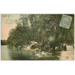 carte postale ancienne 69 LYON. Cygnes au Parc 1905