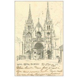 carte postale ancienne 69 LYON. Eglise Saint-Nizier 1901