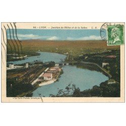 carte postale ancienne 69 LYON. Jonction Rhône et Saône 1933