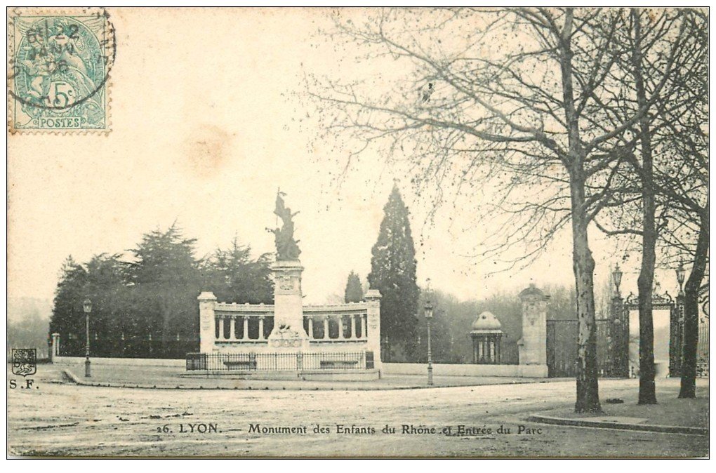 carte postale ancienne 69 LYON. Monument au Parc 1906