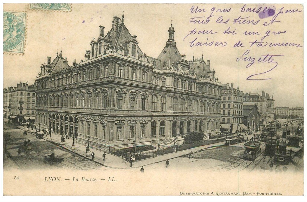 carte postale ancienne 69 LYON. Palais Bourse 1906