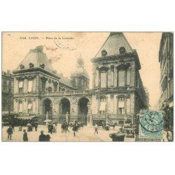 carte postale ancienne 69 LYON. Place Comédie 1907