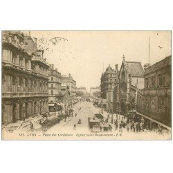 carte postale ancienne 69 LYON. Place Cordeliers 1922