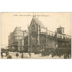 carte postale ancienne 69 LYON. Place Cordeliers et Eglise Bonaventure