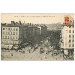 carte postale ancienne 69 LYON. Place du Pont 1916 Cours Gambetta