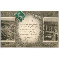 carte postale ancienne 69 LYON. Rare espace central pour complément d'inscription 1915