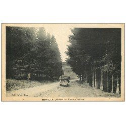 carte postale ancienne 69 MONSOLS. Voiture Route d'Ouroux. Pli transversal