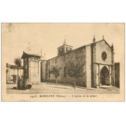 carte postale ancienne 69 MORNANT. Eglise et Place 1943