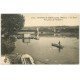 carte postale ancienne 69 NEUVILLE-SUR-SAÔNE. Le Pont et Pêcheur en barque. 1914