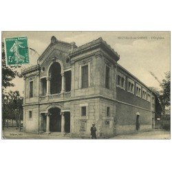 carte postale ancienne 69 NEUVILLE-SUR-SAÔNE. L'Orphéon 1909. Salle de Concerts et Cinéma
