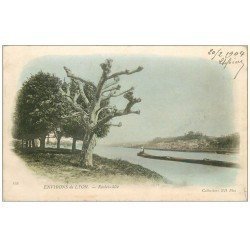 carte postale ancienne 69 ROCHETAILLEE. Train de Péniches 1904