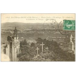 carte postale ancienne 69 SAINT-CYR-AU-MONT-D'OR. Mont Cindre, Ermitage, Calvaire et Observatoire 1919 animaton