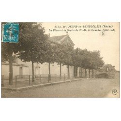 carte postale ancienne 69 SAINT-JOSEPH-EN-BEAUJOLAIS. Place et Grotte Lourdes 1926