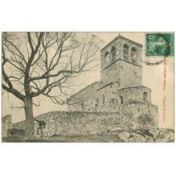 carte postale ancienne 69 SAINT-LAURENT-D'AGNY. Cycliste Chapelle Saint-Vincent 1908