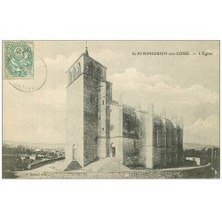 carte postale ancienne 69 SAINT-SYMPHORIEN-SUR-COISE. L'Eglise vers 1907