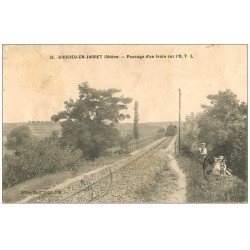 carte postale ancienne 69 SOUCIEU-EN-JARRET. Passage d'un Train sur l'O.T.L