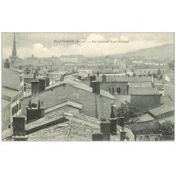 carte postale ancienne 69 VILLEFRANCHE-SUR-SAÔNE. Les Toits à vol d'oiseau